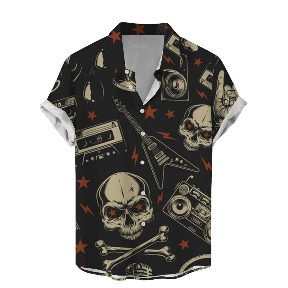 

Винтажные мужские рубашки с цветочным принтом и черепом, забавный 3D-принт сахара, уличная гавайская рубашка с короткими рукавами и лацканами для мужчин XL