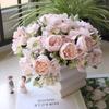 Vase Included Peony Bouquet Silk Flower Fake Plants Artificial Flowers  Home Garden Decor