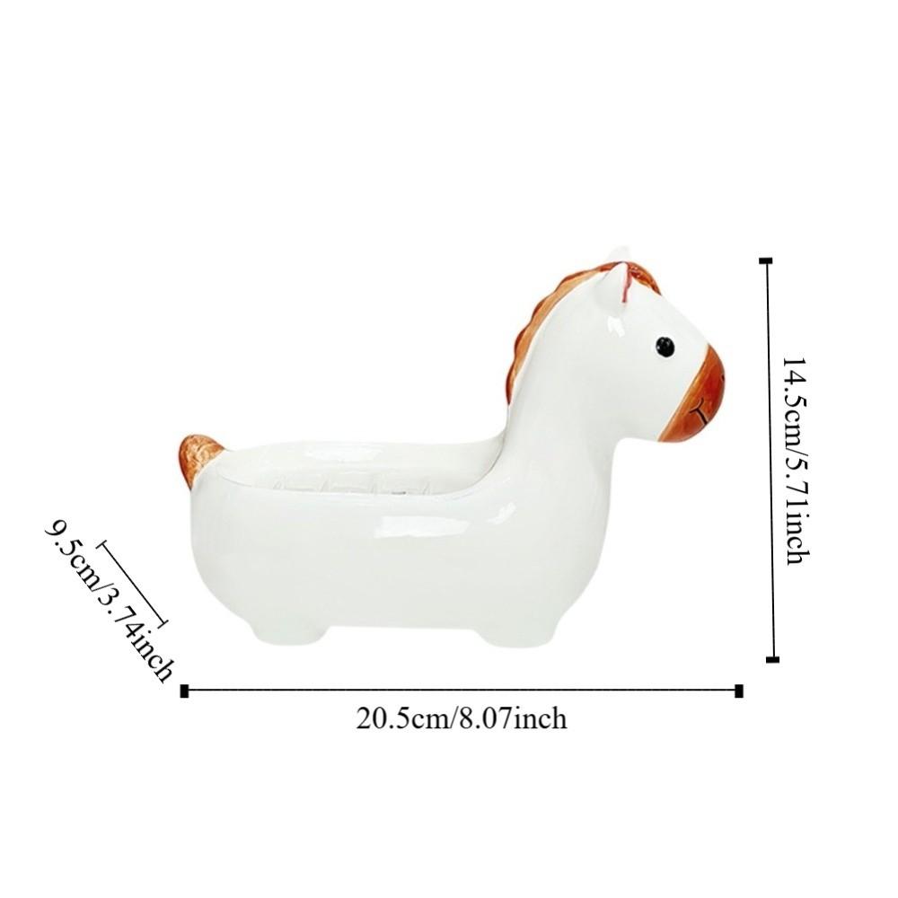 Cute Horse Soap Dish Soap Box Drainable Self Draining Soap Holder Ceramic Soap Container Bathroom Decor Organizer for Sink
