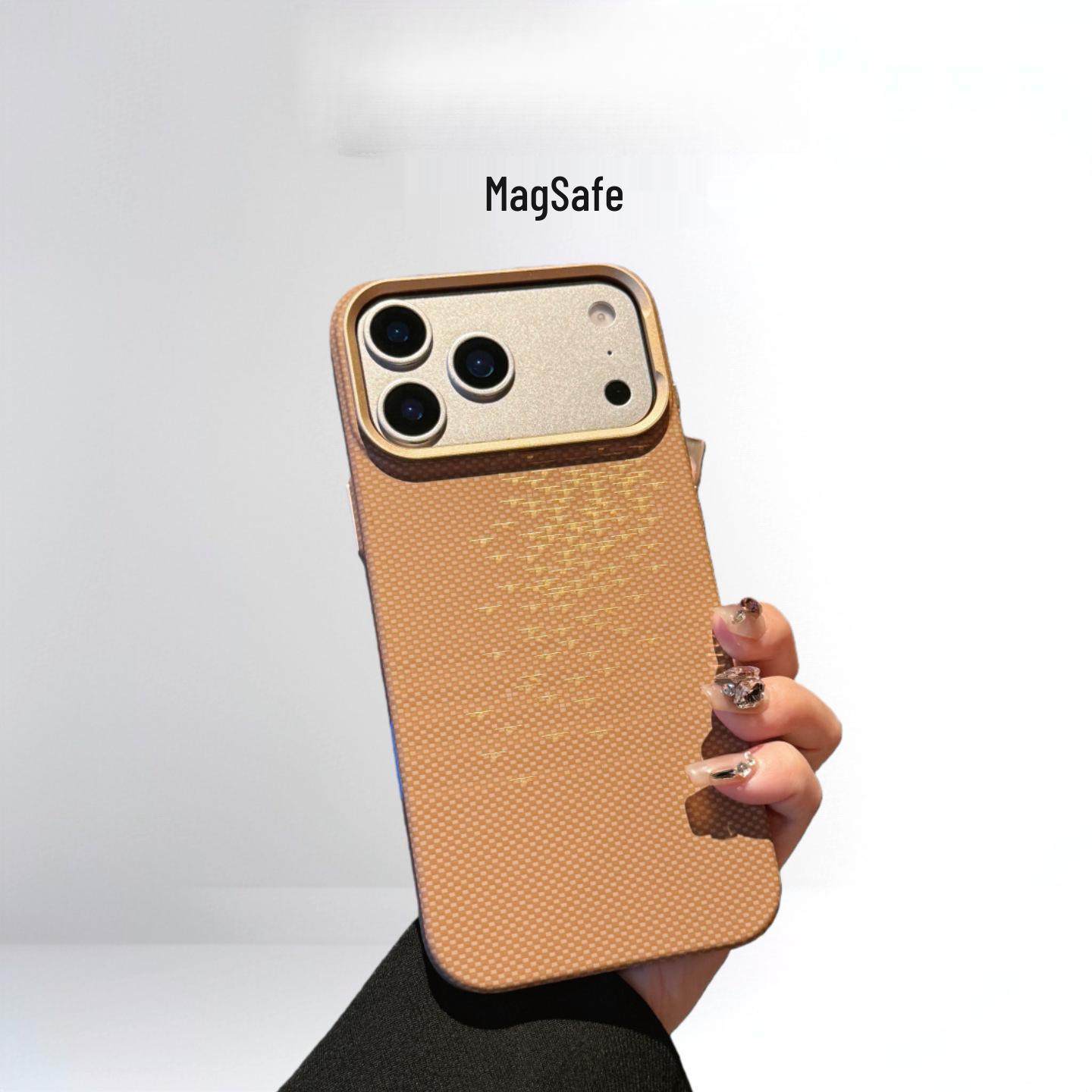 

iPhone 17 Pro Max Kevlar Case with Light Wave Ripples & Magnetic Suction 15 PM золотой