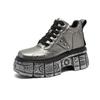 2025 new trendy men's boots heavy metal platform low-top punk small leather shoes dark locomotive boots 561201-J