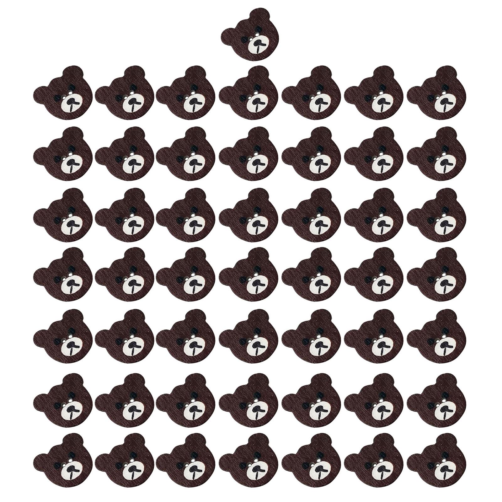 

50 шт. деревянных пуговиц, милые пуговицы в форме медведя, декоративные пуговицы, пуговицы с 2 отверстиями, пуговицы для рукоделия, вязание крючком