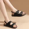 Boken Sandals Women's Summer New Platform Casual Trendy with One Word Belt Retro Beach Shoes