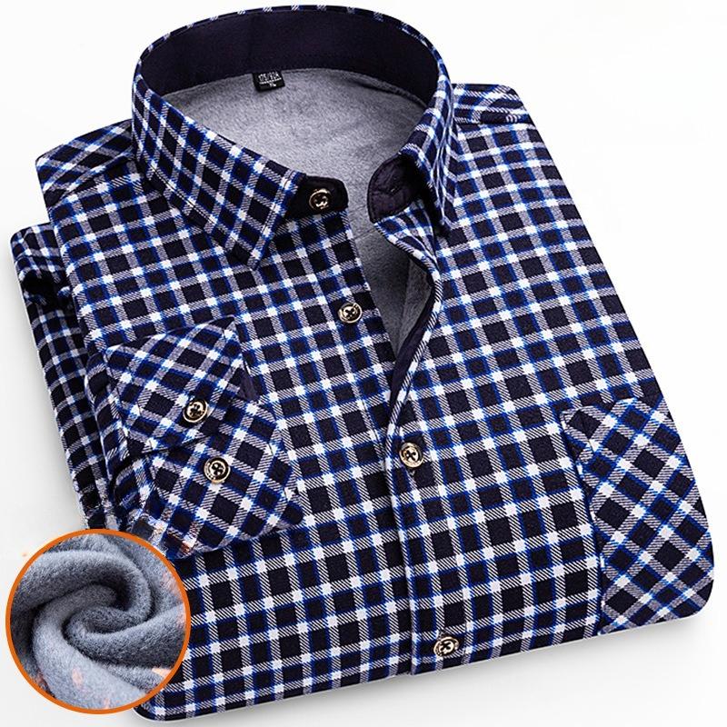 Men's Winter Sherpa Lined Flannel Shirt Jackets Long Sleeve Button Down Fleece Dress Shirts for Men Casual Warm Comfortable Thermal Shirt With Pockets