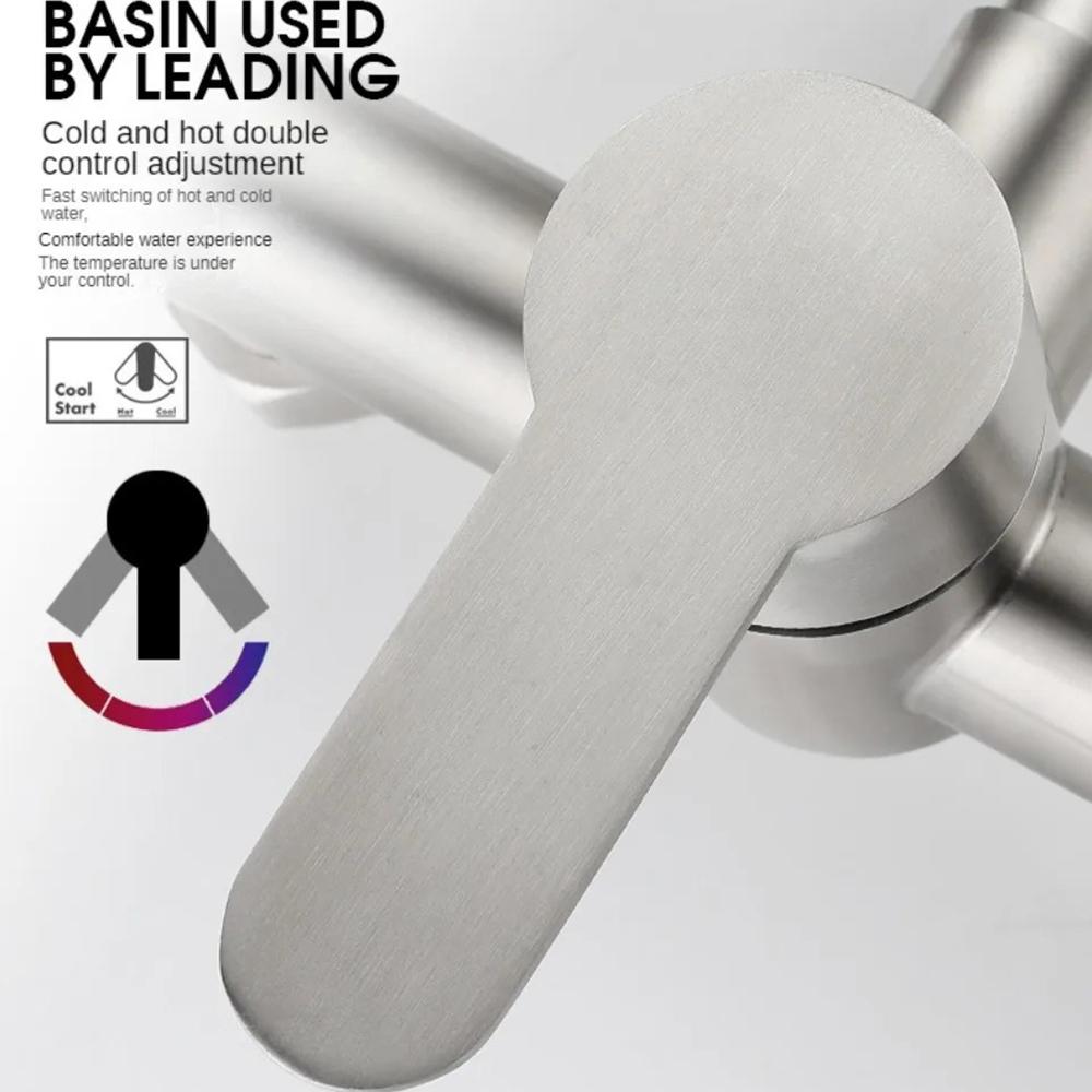 Skládací umyvadlo z nerezové oceli s kohoutkem, nástěnné, do koupelny, kuchyně, směšovací baterie na teplou a studenou vodu, otočné o 360 stupňů