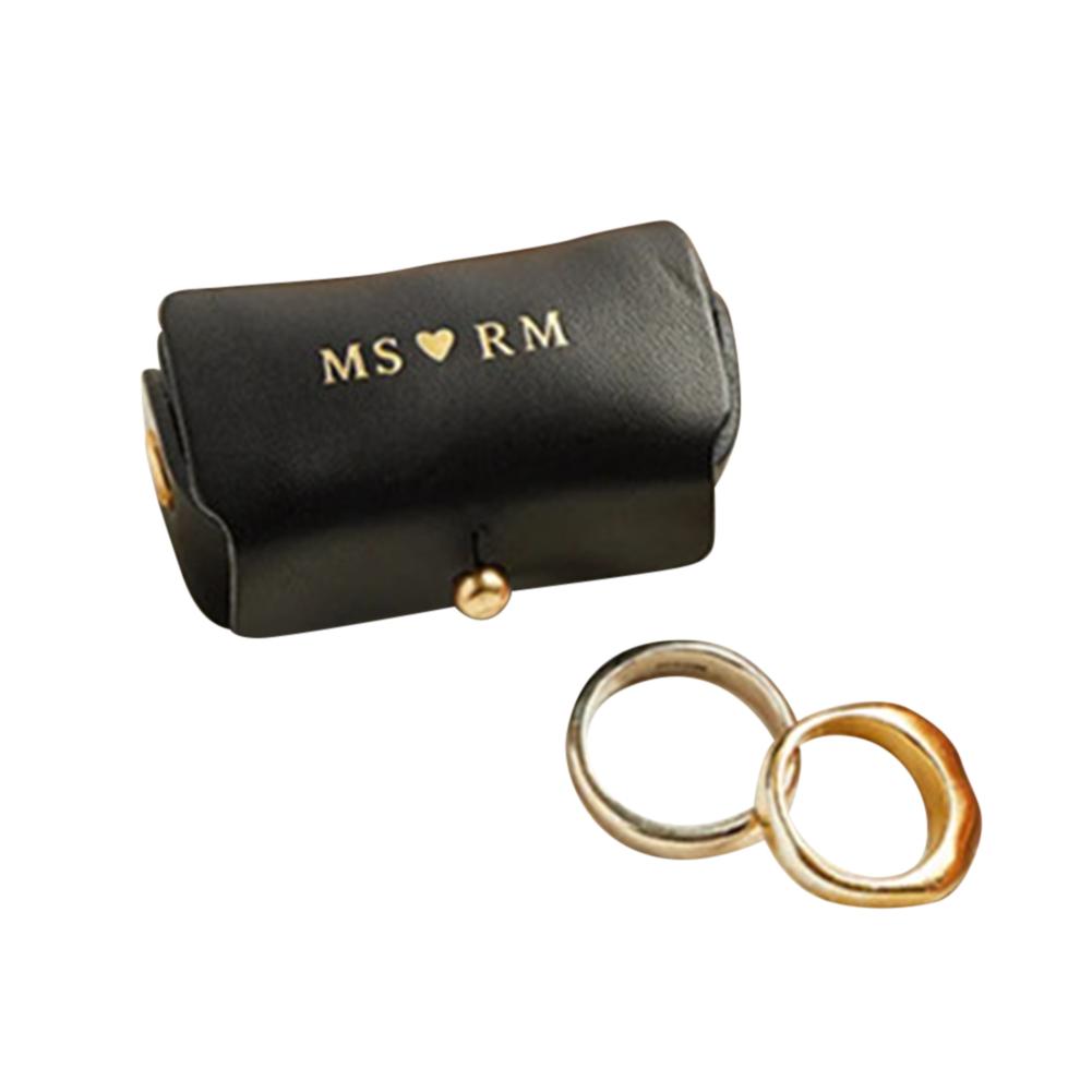 

Сумка для обручального кольца для собачьего ошейника, кожаная коробка для обручального кольца, держатель для домашних животных, для предложения руки и сердца, помолвки, свадебной церемонии чёрный