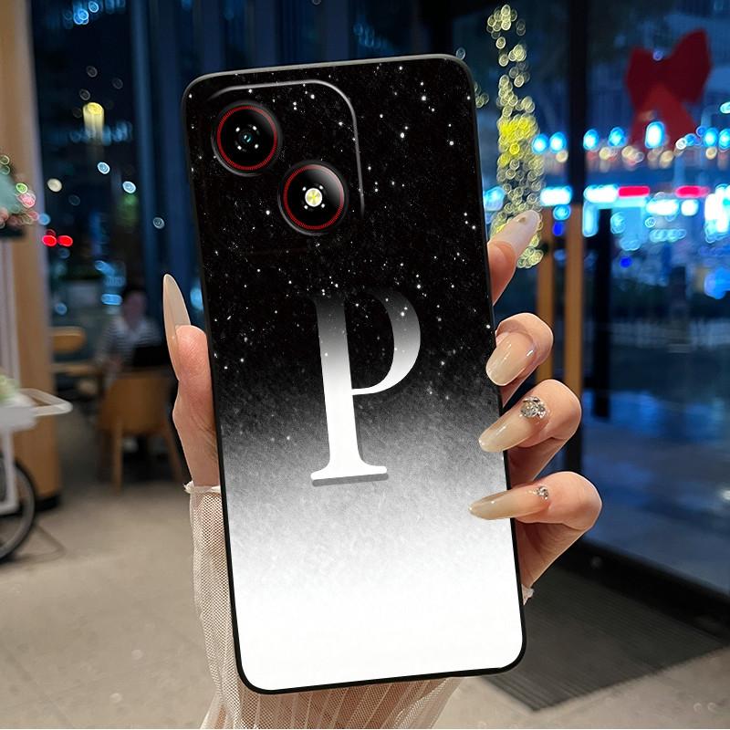Beautiful Bright Color Couple Phone Case For ZTE Blade A35E Anti-scratch Soft Lucky Initial A-Z Letter Pattern Shell