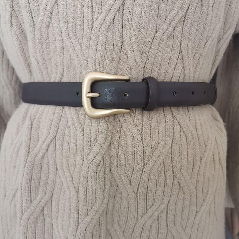 Leather Belt For Women With Pin Buckle And Vintage Style For Formal Wear