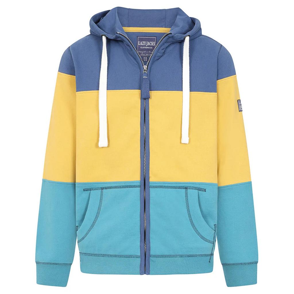 Lazy Jacks Mens Contrast Panel Full Zip Hoodie