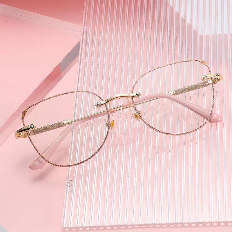 Anti-blue Light Glasses Cat Eye Metal Eyewear Women Men Exquisite Sweet Eyeglasses Blue Light Blocking Man Lady Computer Eyeglas