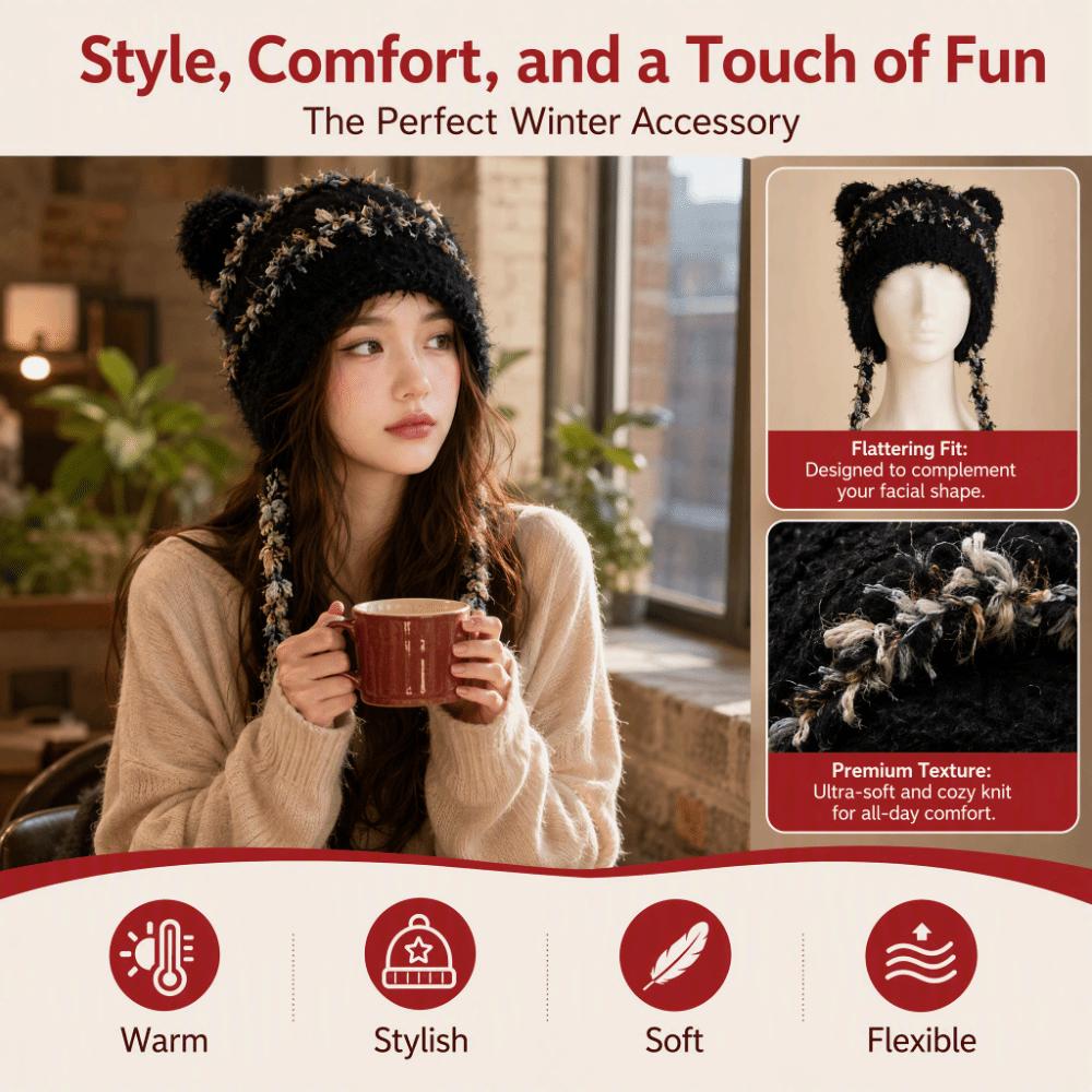 Warm Winter Hat Thickened Pompoms Cap Fashion Beanie Hats  Outdoor