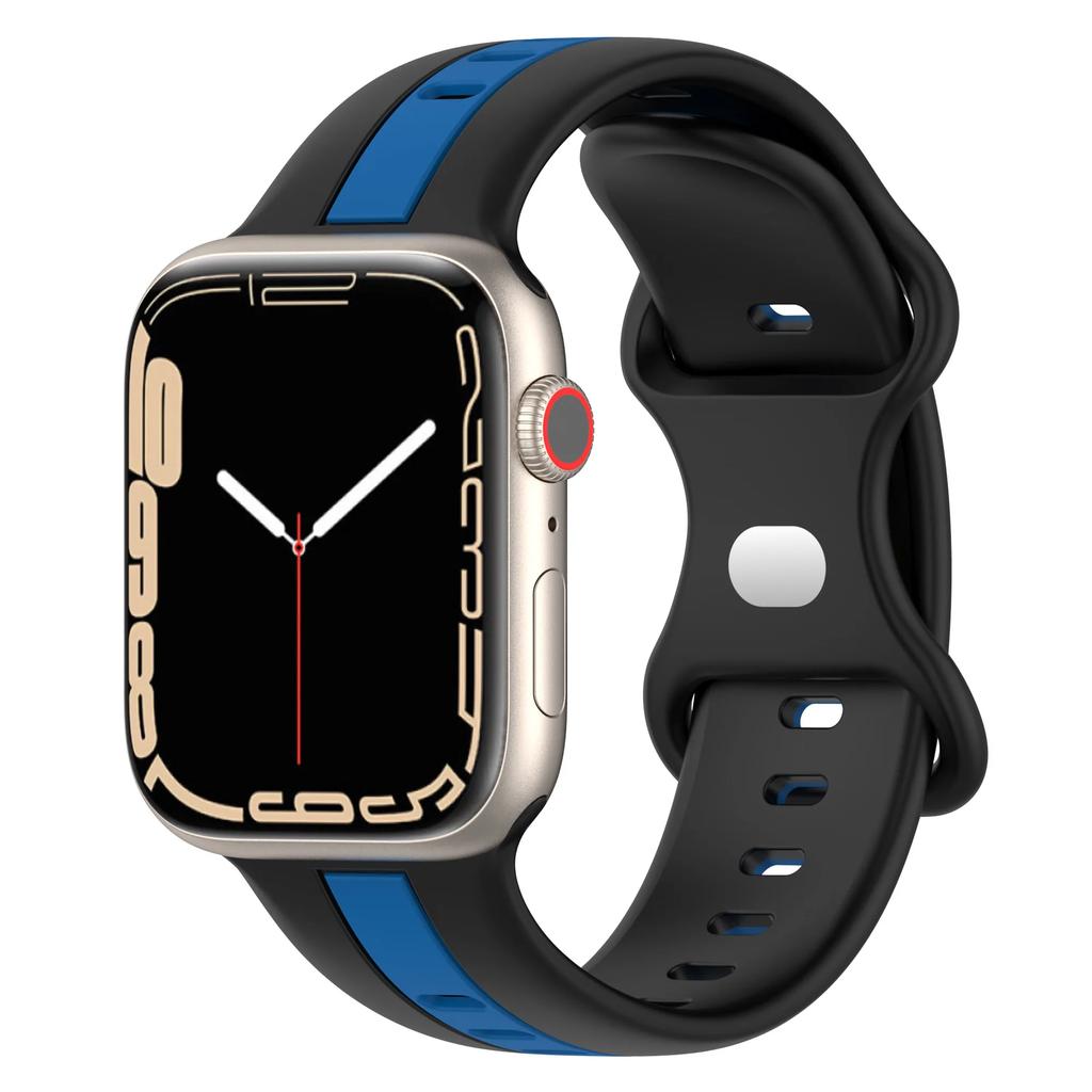 Silicone Strap For Apple Watch Ultra 3/2 Band 49mm 45mm 41mm 44mm 42mm 46mm Two-color Bracelet iWatch 11 10 9 8 7 6 5 4 SE Belt