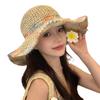 Foldable Wide Brim Straw Hat Colorful Women's Sun Visor Hats Casual Weave Bucket Hat  Holiday