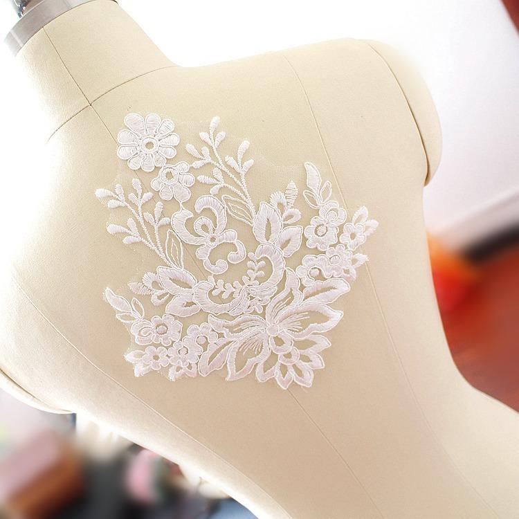 Embroidery Lace Flower Accessories, Handmade Diy Material Wedding Head Jewelry Accessories Clothes Clothing Accessories White