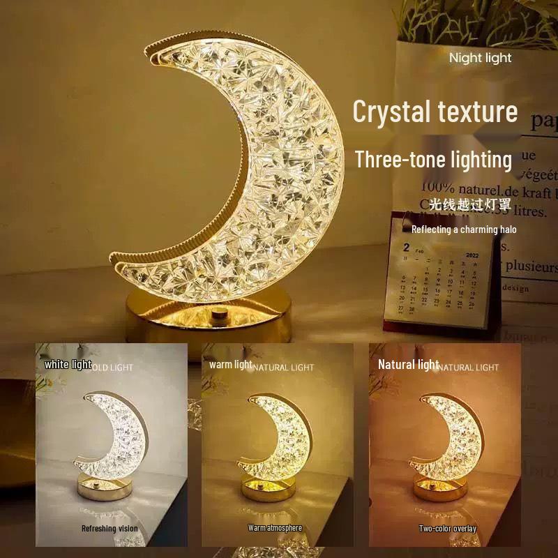 Stars Moon Crystal Night Light: Creative Bedside & Desk Decoration Lamp