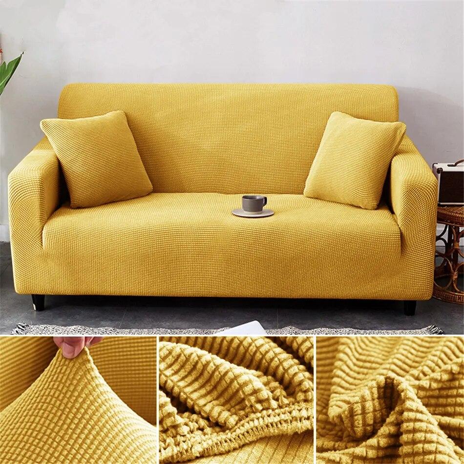 1/2/3/4 Seater Thicken Elastic Jacquard Sofa Cover Slipcover Stretch Polar Fleece L Shape Corner Sofa Covers for Living Room