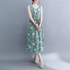 2025 Mori Girl Pastoral Cotton Linen Floral Sleeveless Plus Size Dress
