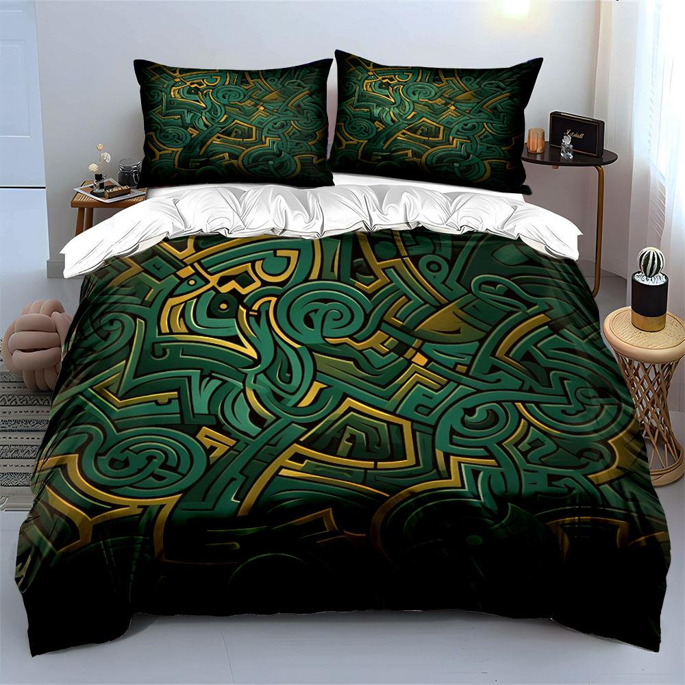 Abstract Pattern Decorative Set Bedding Set with 1 Duvet Cover 2 Pillowcases Single Double King Queen, Gift