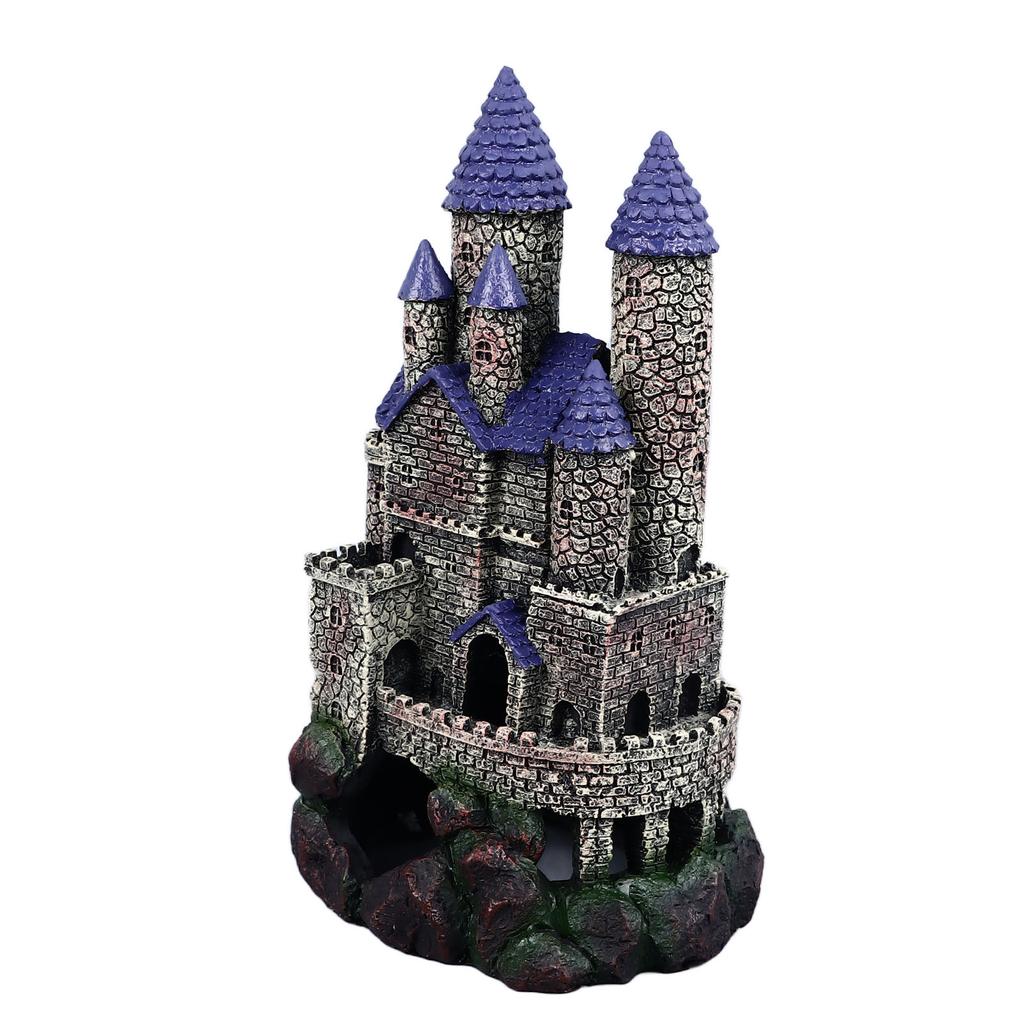 Aquarium Castle Decoration Simulated Resin Hideout Cave Fish Tank House Ornament for Freshwater Saltwater