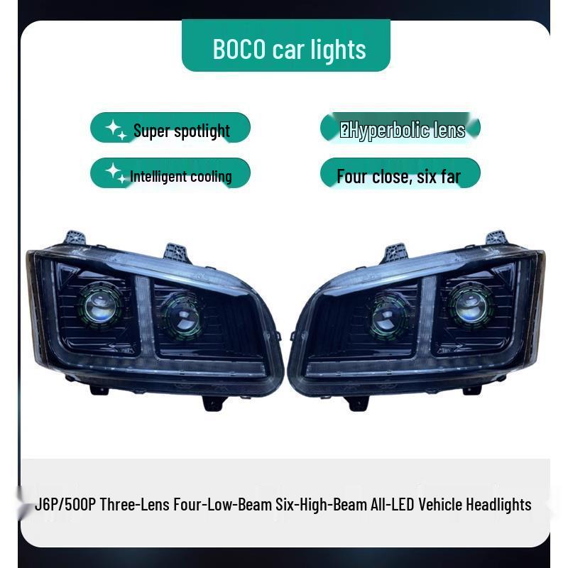 Jiefang J6P LED Headlight Assembly: 4 Low Beams & 6 High Beams, J6P500550 Navigator Version.