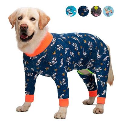 Pet Büyük Köpek Sıkı Giysiler Karikatür Baskılı Köpek Tulum 4 bacaklı Pijama Ceket Hemşirelik Göbek Sütten Kesme Giysileri Bodysuit Ev Giyim 12
