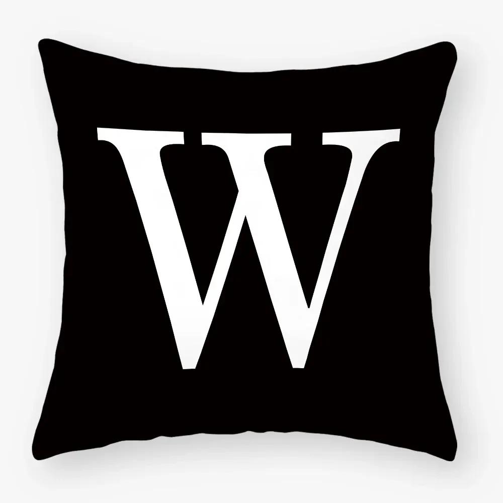 Black White Letters Sofa Decorative Cushion Cover Pillow Pillowcase Polyester 45*45Cm Throw Pillow Home Decor Pillowcover