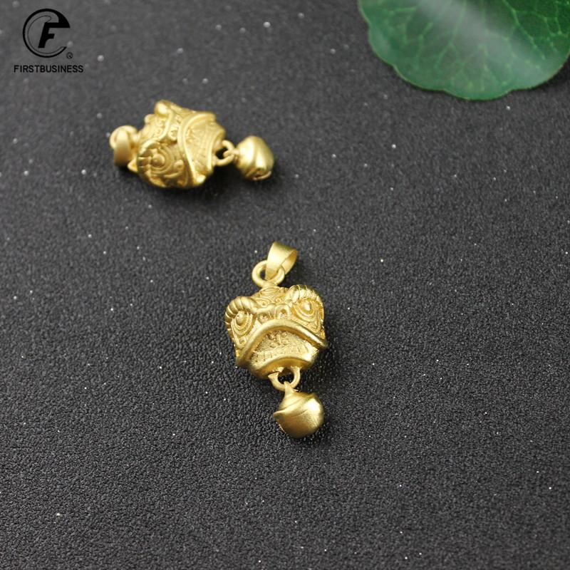 Copper Gold Lions Head Bell Small Ornaments Desk Feng Shui Decorations Retro Brass Keychain Pendants Car Decoration Accessories