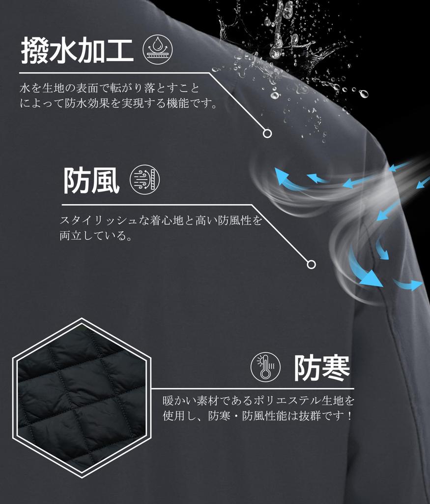 [TACVASEN] Men's Windproof Rider Jacket, Fishing Wear, Warm, Varsity Jacket, Skater, Winter Bomber Jacket, Quilted, Lightweight Coat, Dark Gray, 2XL