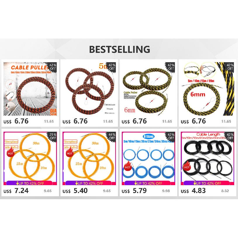 5-40M 5mm Cable Puller Fiberglass Electric Cable Wire Puller Electrical Tool Tape Cable Guide Device Push Duct Snake Rodder Fish