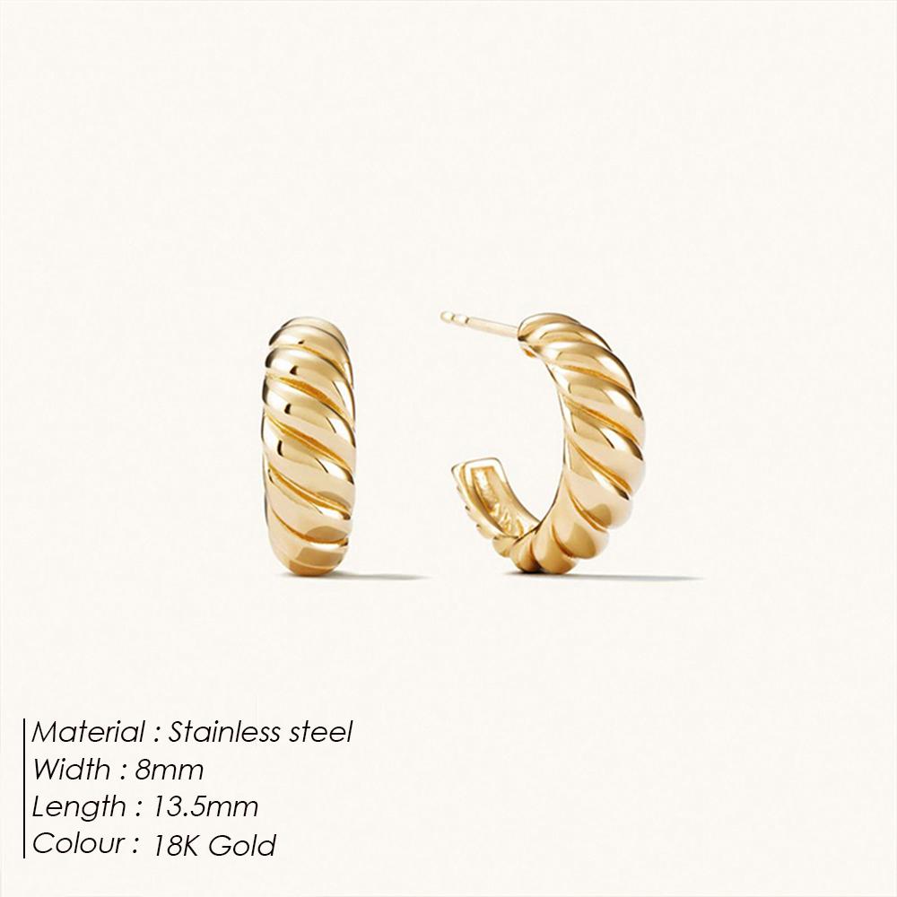 Emanco Earrings Are Fashionable and Creative Inns Simple Croissant Earrings Stainless Steel Twisted Trendy Accessories Earrings