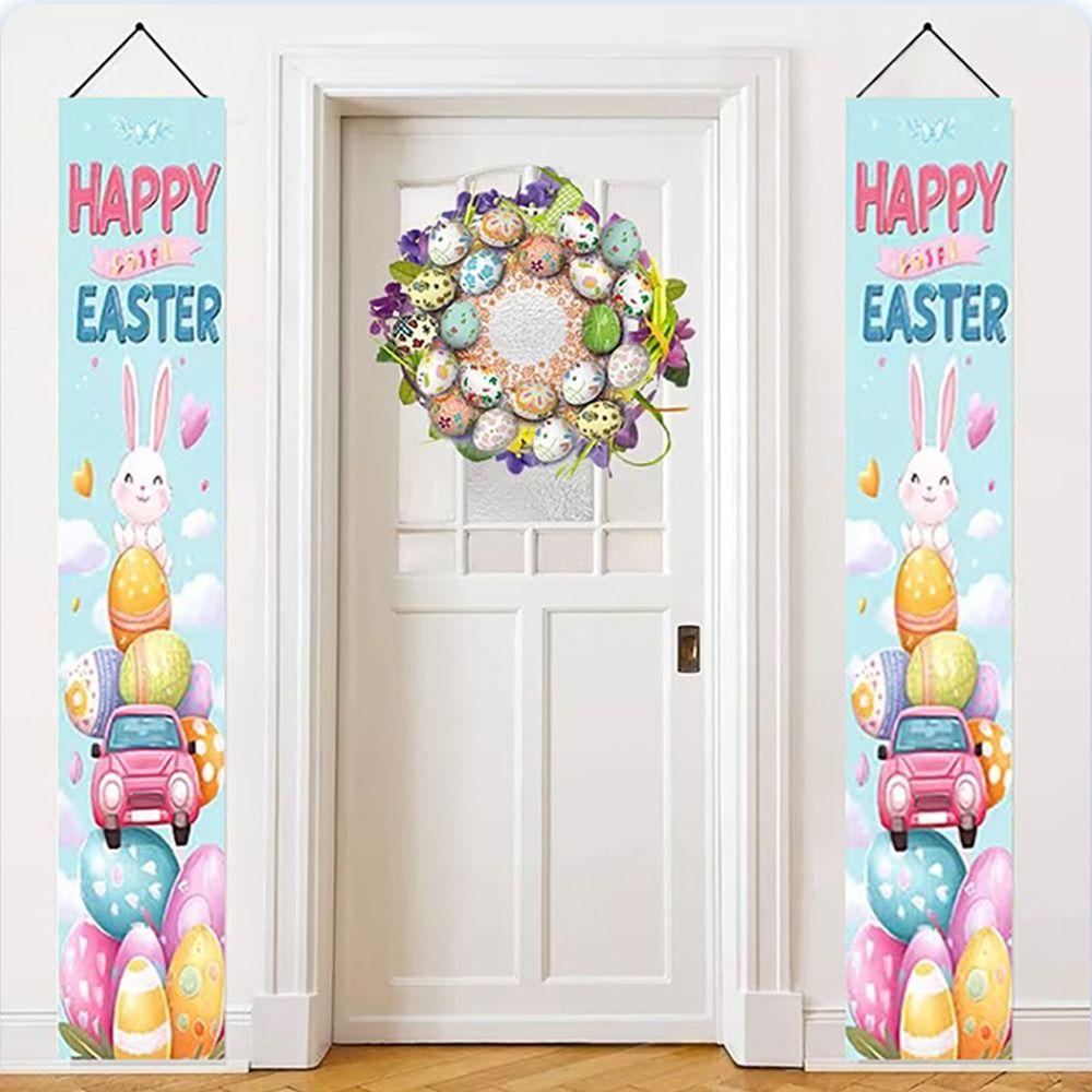 Polyester Happy Easter Couplet Vibrant Easter Door Decoration Easter Door Banners  Festive Home