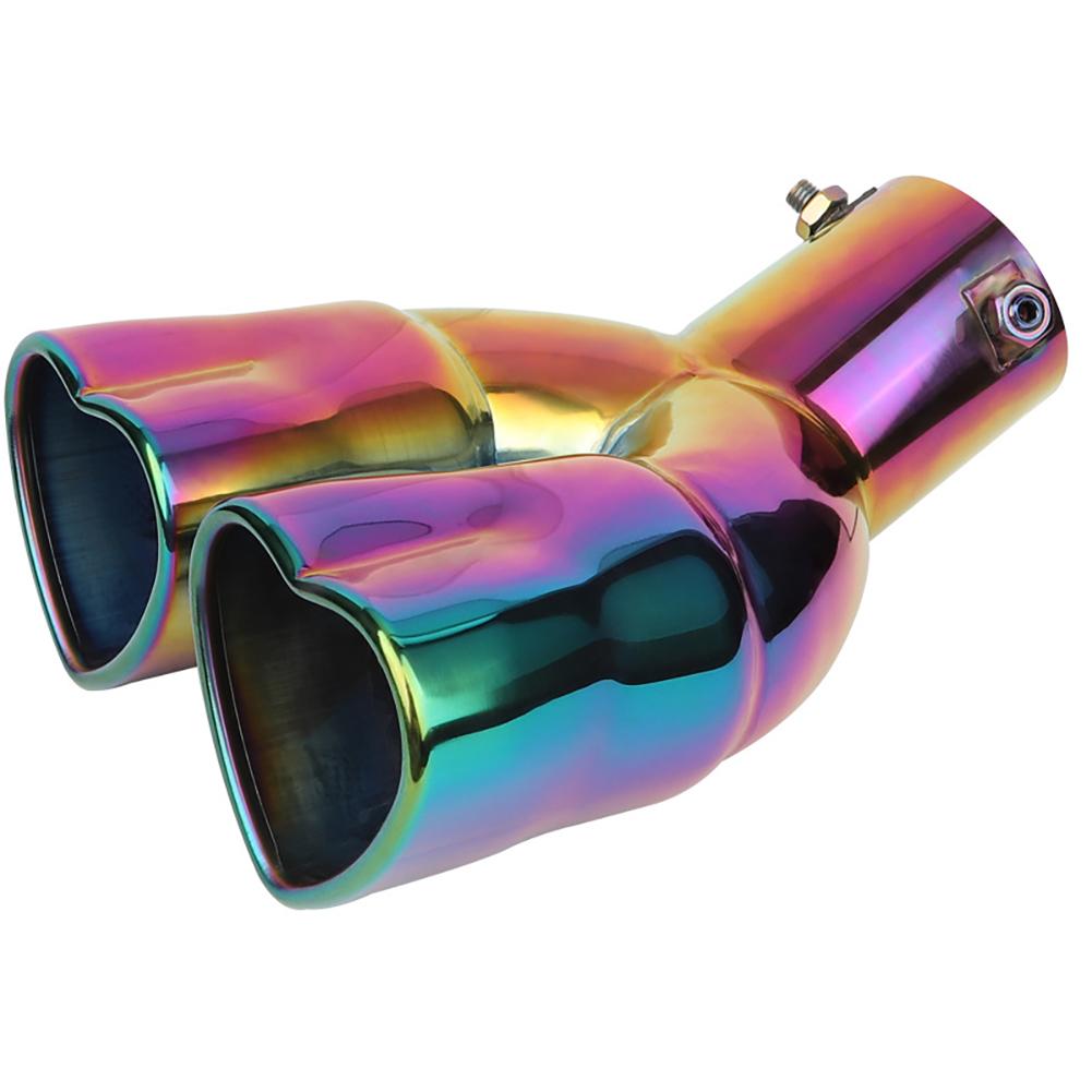 Universal Car Accessories Heart Shape Style Stainless Steel Exhaust Tips Muffler Tail Double-Pipe Tube Tips Car Accessories