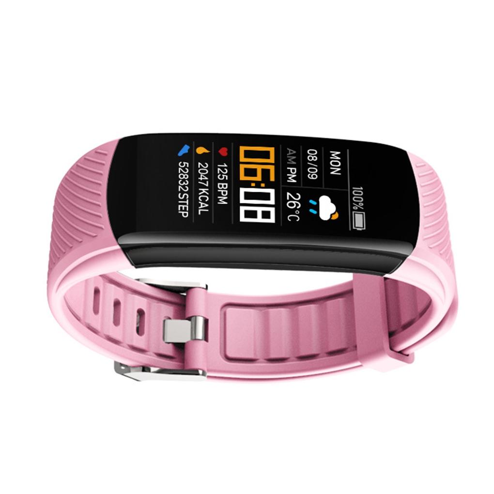 Умный браслет Давление Перезаряжаемый IP67 Водонепроницаемый Спортивные Наручные часы Ремешок розовый