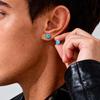 Small Round Natural Stone Stud Earring for Men,Hypoallergenic Stainless Steel Stud Earrings,Hip Hop Fashion Jewelry Gift