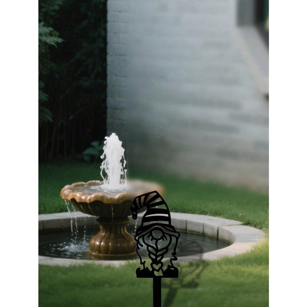 Creative Metal Garden Elf Statue with Stake, Outdoor Gnome Ornament for Lawn Patio Yard Decor, Whimsical Art Sculpture, Holiday Christmas Gift