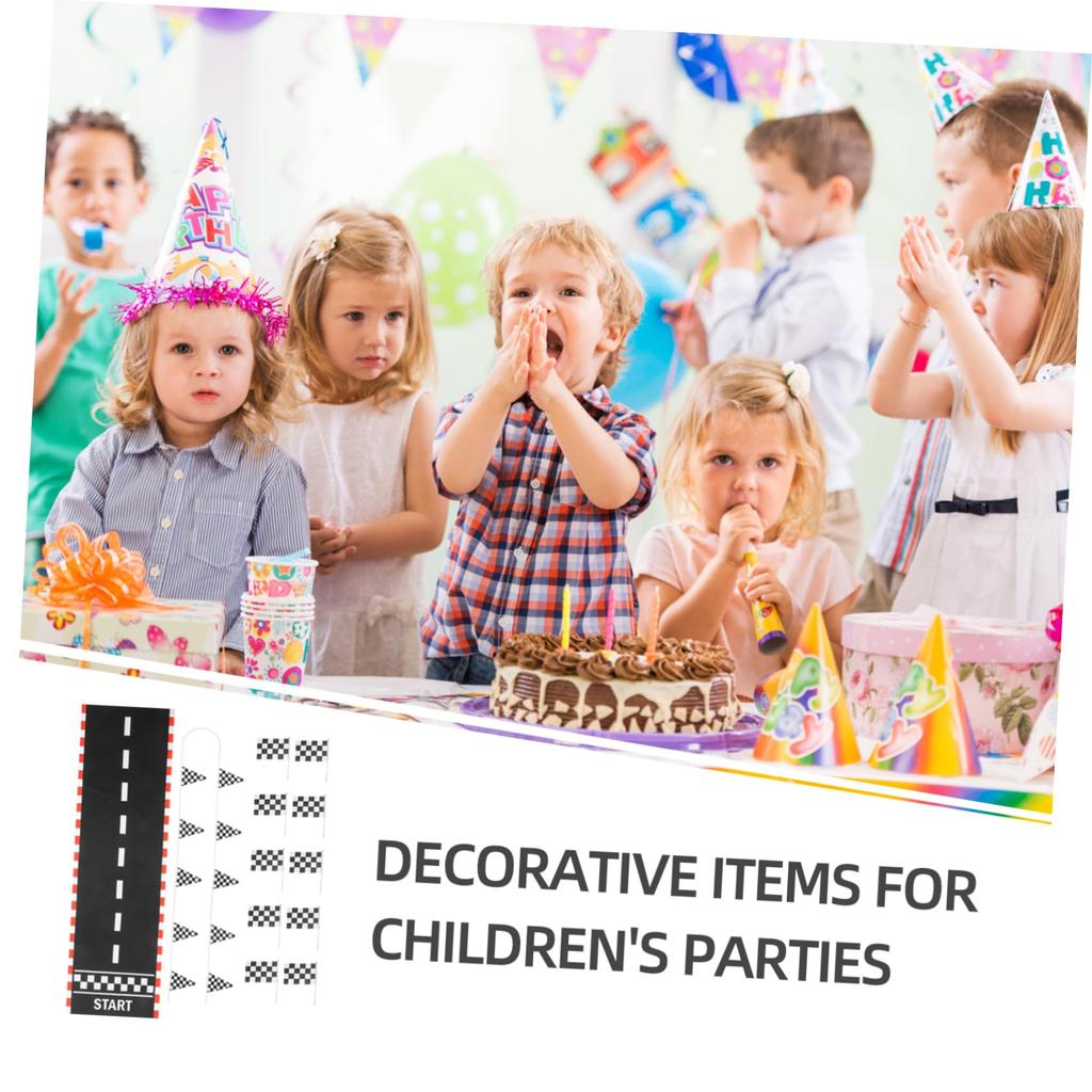 PHENOFICE Birthday Racing Decorations: 1 Set of Race Car Party Decoration Flags for Racing Car Birthday Party Decorations