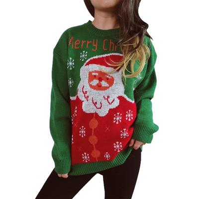 Damenmode Herbst und Winter Weihnachten Lockerer Rundhalspullover Strickpullover