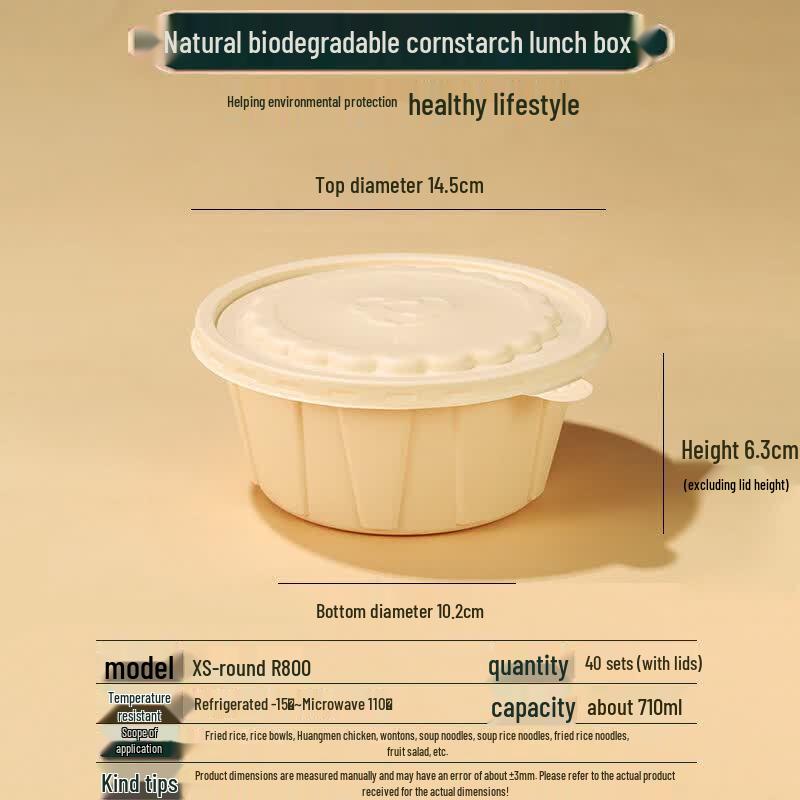 Eco-Friendly Biodegradable Corn Starch Disposable Bowl with Lid