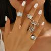 5Pcs/Set Geometric Irregular Metal Lines Opening Rings for Women Men Exaggerated Bow Knot Finger Rings Party Jewelry Accessories