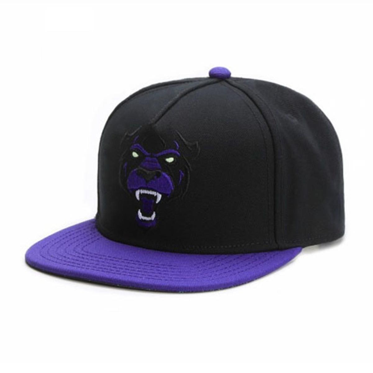 Cartoon Purple Leopard Hip Hop Baseball Cap Embroidered Russian Flat Brim Hat Summer Adult