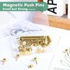 30 Sets of Thumb Tacks for Wall, Magnetic Push P, Gold Thumbtacks, Cute Flat Tacks for Cork Board, Magnetic P for Bulletin Board, Gold Flat Push P