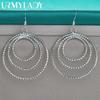 URMYLADY 925 Sterling Silver Three Ring Earrings For Women Charm Wedding Party Fashion Jewelry