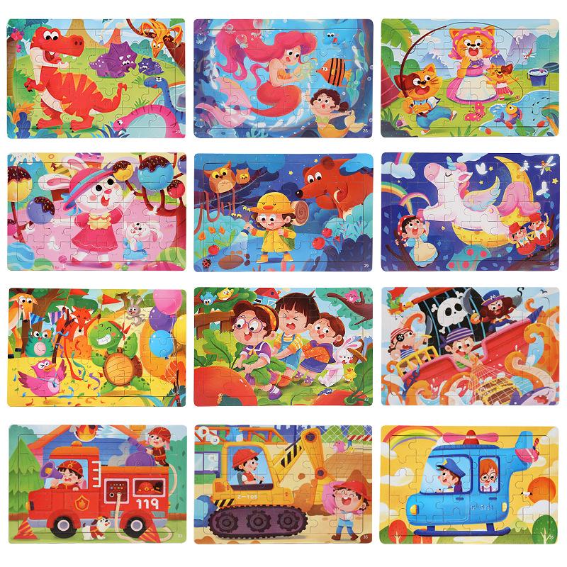 30-Piece Wooden Dinosaur Cartoon Animal Puzzle for Kids - Early Education & Intellectual Toy