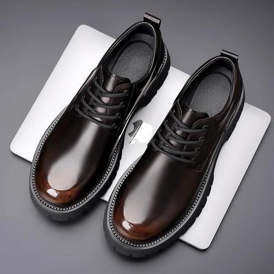 High-End Marke Herren Business Kleiderschuhe Dicksohlige Abriebfeste Herren Oxford Schuhe Handgefertigte Sohle Herren Glänzende Lederschuhe