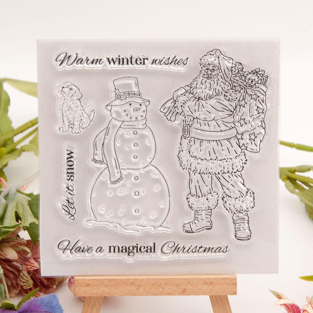 Frohe Weihnachten transparente Silikon-Stempel für Siegel, DIY, Scrapbooking, Fotoalbum, Dekor, Blume, alles Gute zum Geburtstag