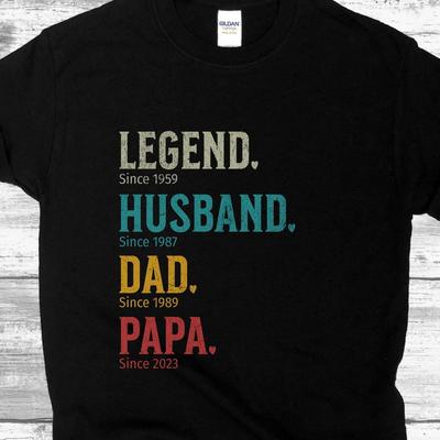 26 Legende Ehemann Papa Papa Personalisiertes Shirt, Vatertag Geburtstag T-Shirt Unisex Tee Unisex T-Shirt