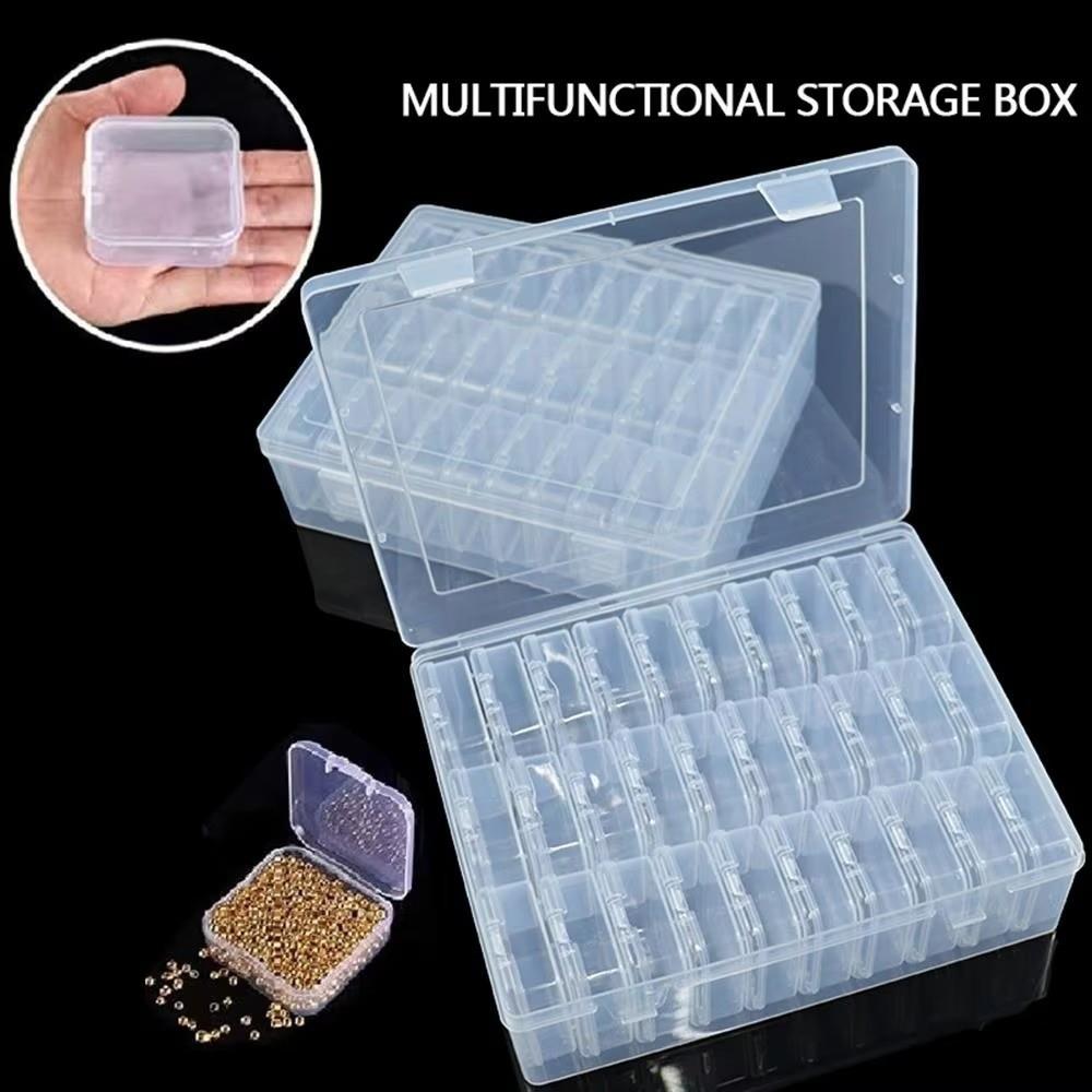 Clear Perler Beads Storage Boxes Large Capacity Transparent Lid Transparent Storage Box Square DIY Beads Storage Containers