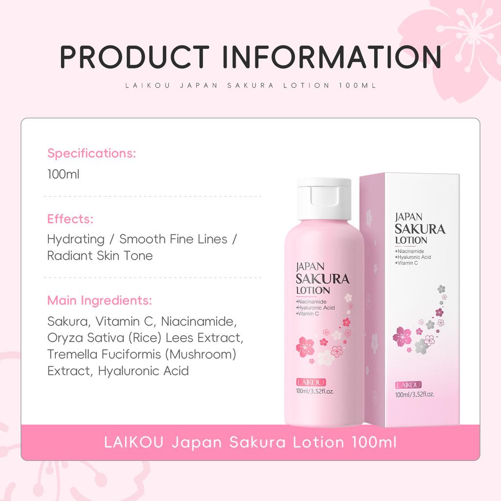 LAIKOU Sakura Balsam do Twarzy Nawilżająca Esencja Zwęża Pory Naprawczy Poprawia Elastyczność Skóry 100ML