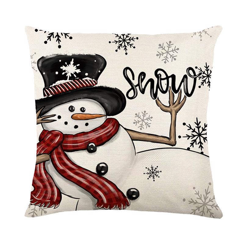 Christmas Sofa Decorative Cushion Cover Linen Printed Cushion Cover Home Living Room Bedroom Cushion