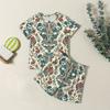 Jungen Mädchen Mode Lässig Rundhals Kurzarm T-Shirt Shorts Vintage Bedrucktes Set